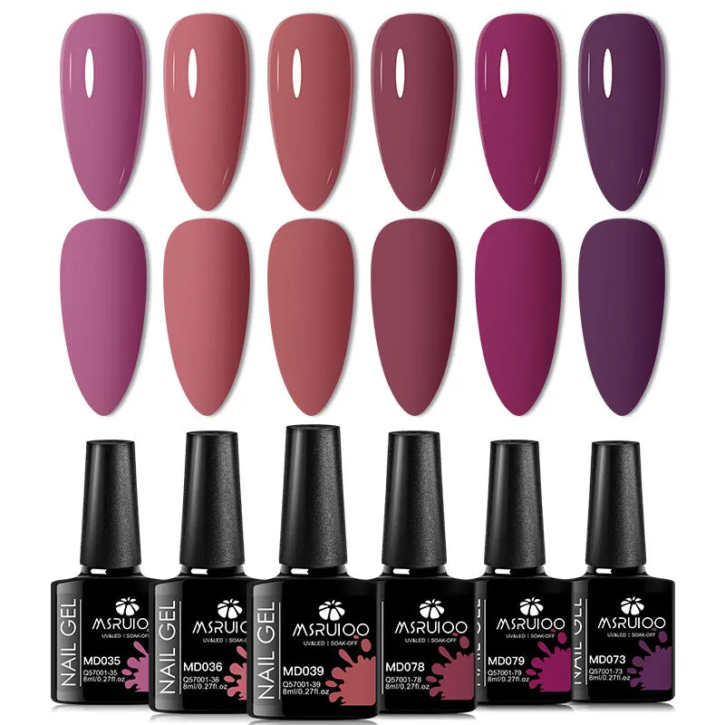 6pc Nail Gel Polish Set All-Season Ultra Pigmented Semi Permanent UV Painting Gel For Nails Salon DIY Manicure Varnish Design Blushimmer
