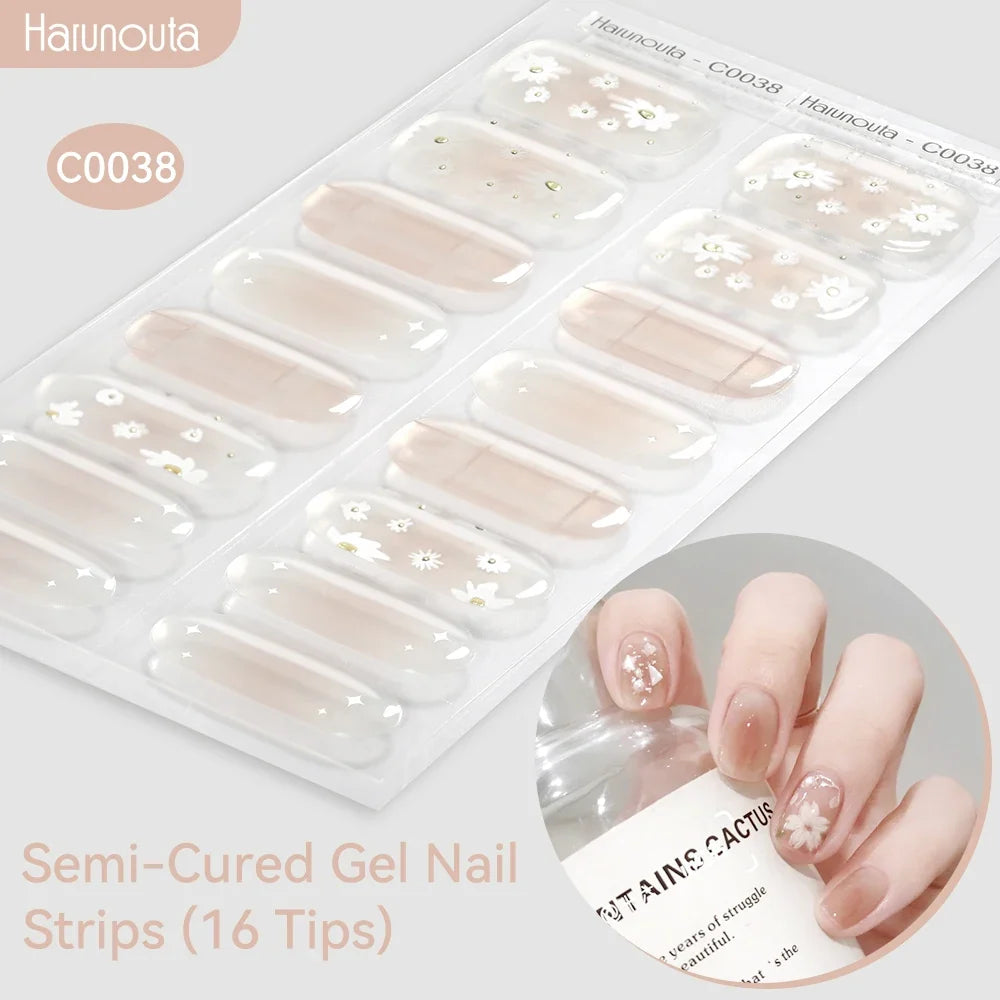 Gradient Auroras Semi Cured Gel Nail Strips Sparkly Shinning DIY Gel Polish Stickers for Nails Works with UV/LED Nail Lamps Blushimmer