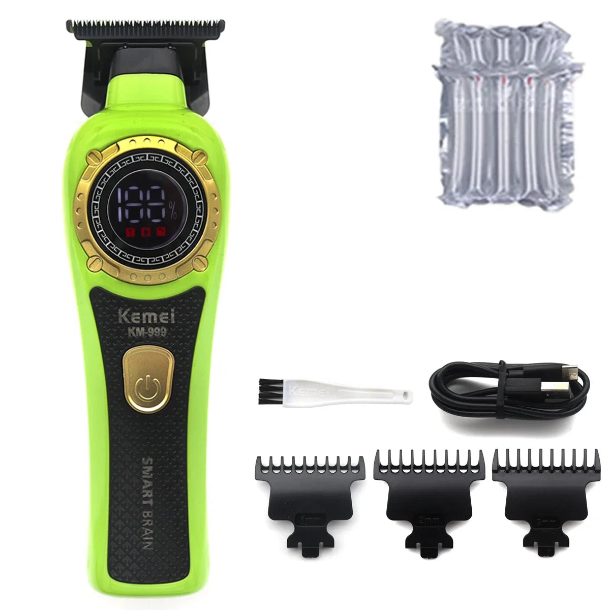 Kemei DLC T-Blade Zero Gapped LED Display Cordless USB Professional Hair Clipper Finishing Machine KM-999 Hair Trimmer for Men Noventix