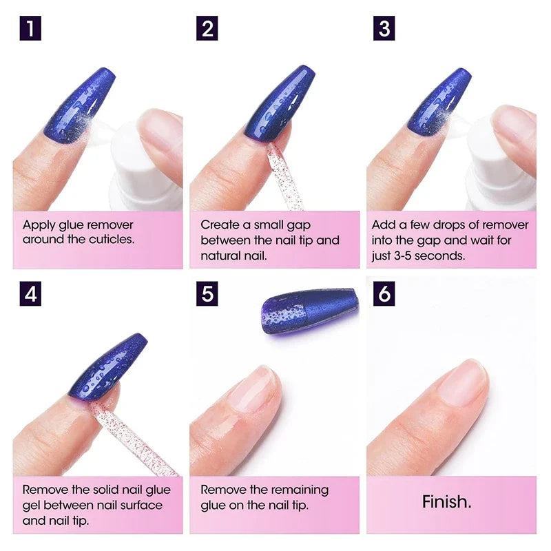 RSNAIL 100ml Nail Glue Remover for Press On Nails Solid Nail Glue Gel On Fake Nail Tips Acrylic Nail Can't Remove Gel Nail Polis Blushimmer