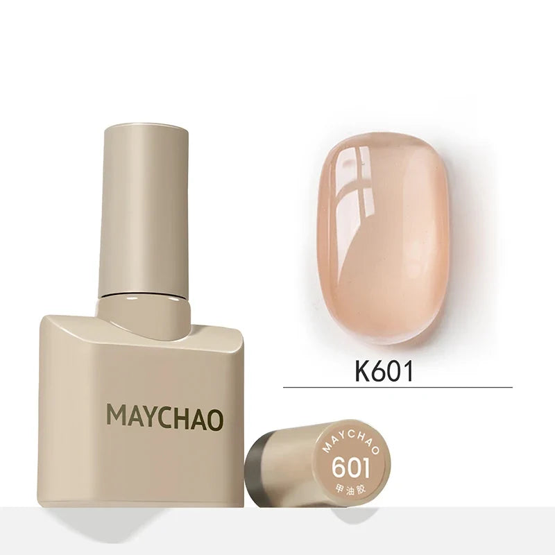 MAYCHAO 12ml Jelly Gel Nail Polish Semi Permanent Top Coat Soak Off UV LED Gel Art Nail Varnish Manicure Long Lasting Nail Gel Blushimmer