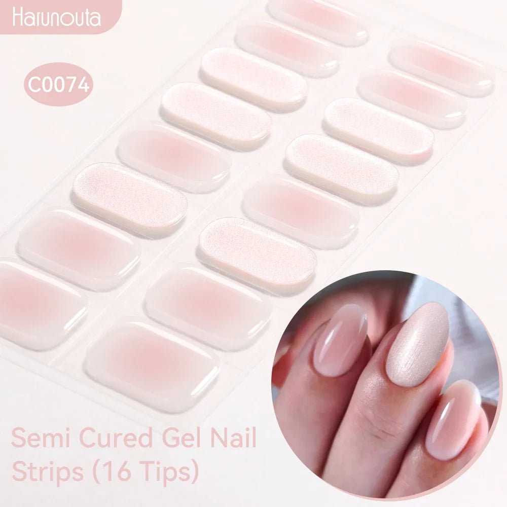 Gradient Auroras Semi Cured Gel Nail Strips Sparkly Shinning DIY Gel Polish Stickers for Nails Works with UV/LED Nail Lamps Blushimmer
