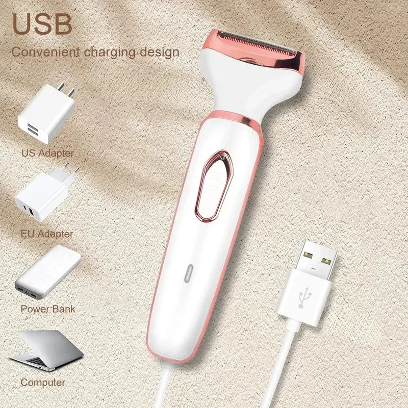 4 in 1 Electric Epilator Bikini Eyebrow Nose Women Lady Facial Hair Removal Trimmer Face Body Painless Female Shaver Depilator Noventix