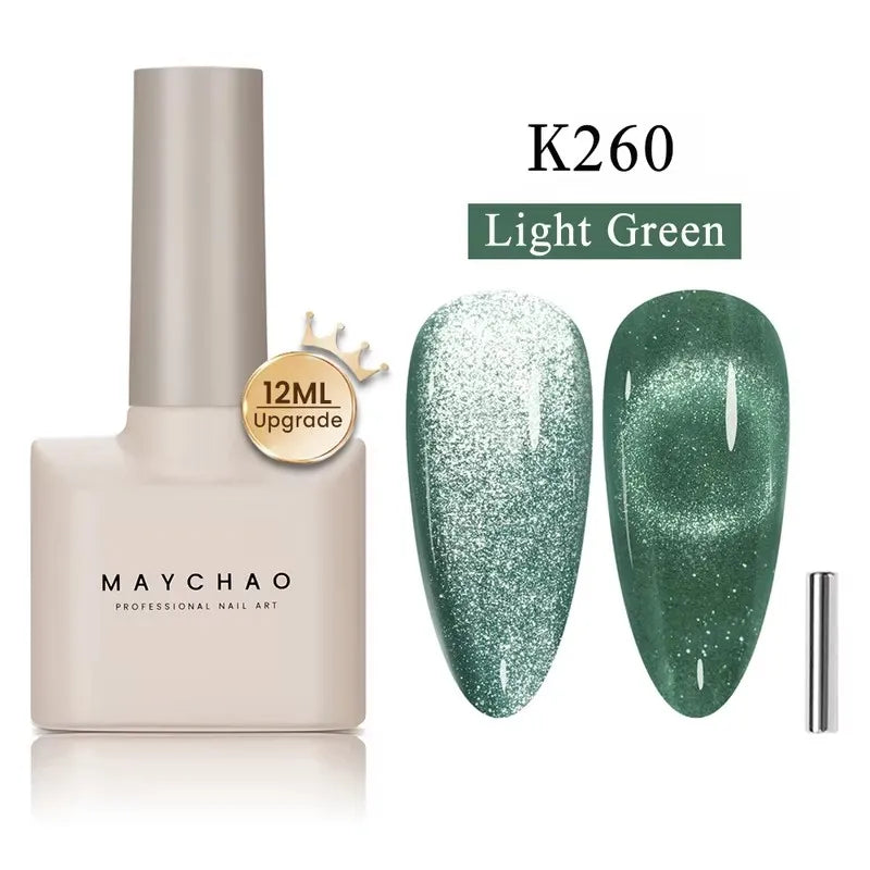 MAYCHAORomantic Galaxy Cat Eye Gel Nail Polish With Magnet Soak off UV Holographic Magnetic Rainbow Gel Polish for Nail Manicure Blushimmer