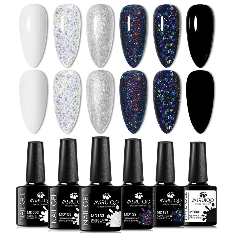 6pc Nail Gel Polish Set All-Season Ultra Pigmented Semi Permanent UV Painting Gel For Nails Salon DIY Manicure Varnish Design Blushimmer