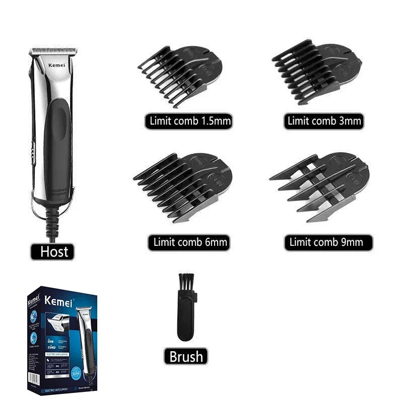 Kemei 850 professional hair trimmer corded hair cutting machine for men plug in electric hair clipper children Home Haircut Kit Noventix