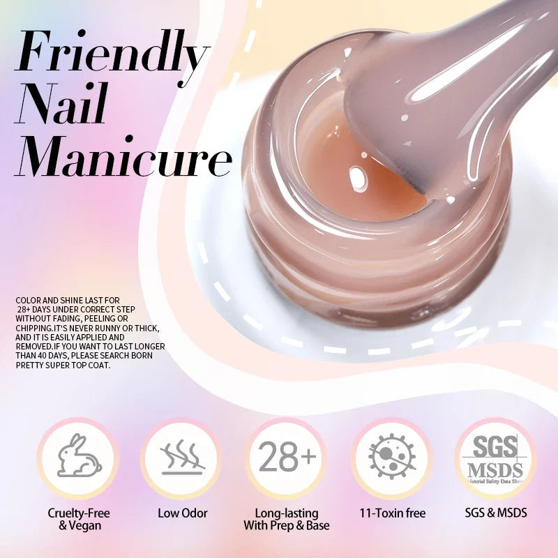 BORN PRETTY 83 Colors 10ml Jelly Nude Gel Nail Polish Autumn Amber Semi Transparent Manicure Soak off UV LED Nails Gel Varnish Blushimmer