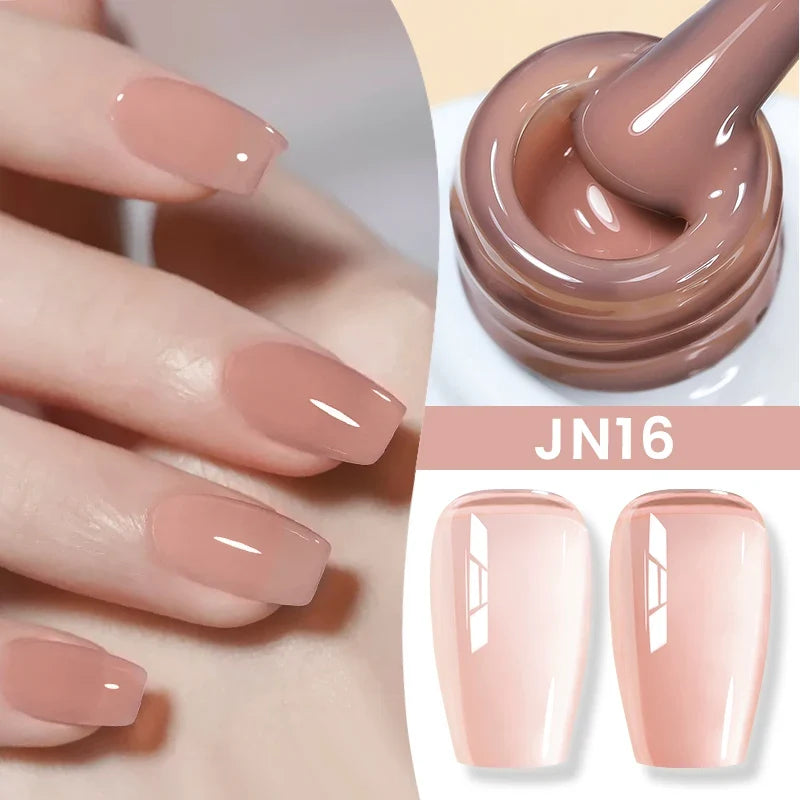 BORN PRETTY Jelly Nude Gel Nail Polish 10ml Light Pink Peach Translucent Color UV Light Cure Gel Varnish Nail Art DIY at Home Blushimmer