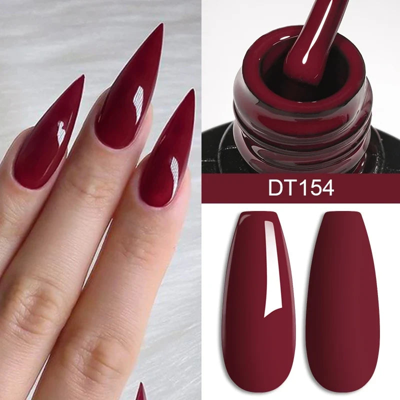 7ml Burgundy Crimson Nail Gel Polish, High Pigment, Non Streak, Long Lasting, UV LED Soak Off Nail Art Gel for Home Salon DIY Blushimmer