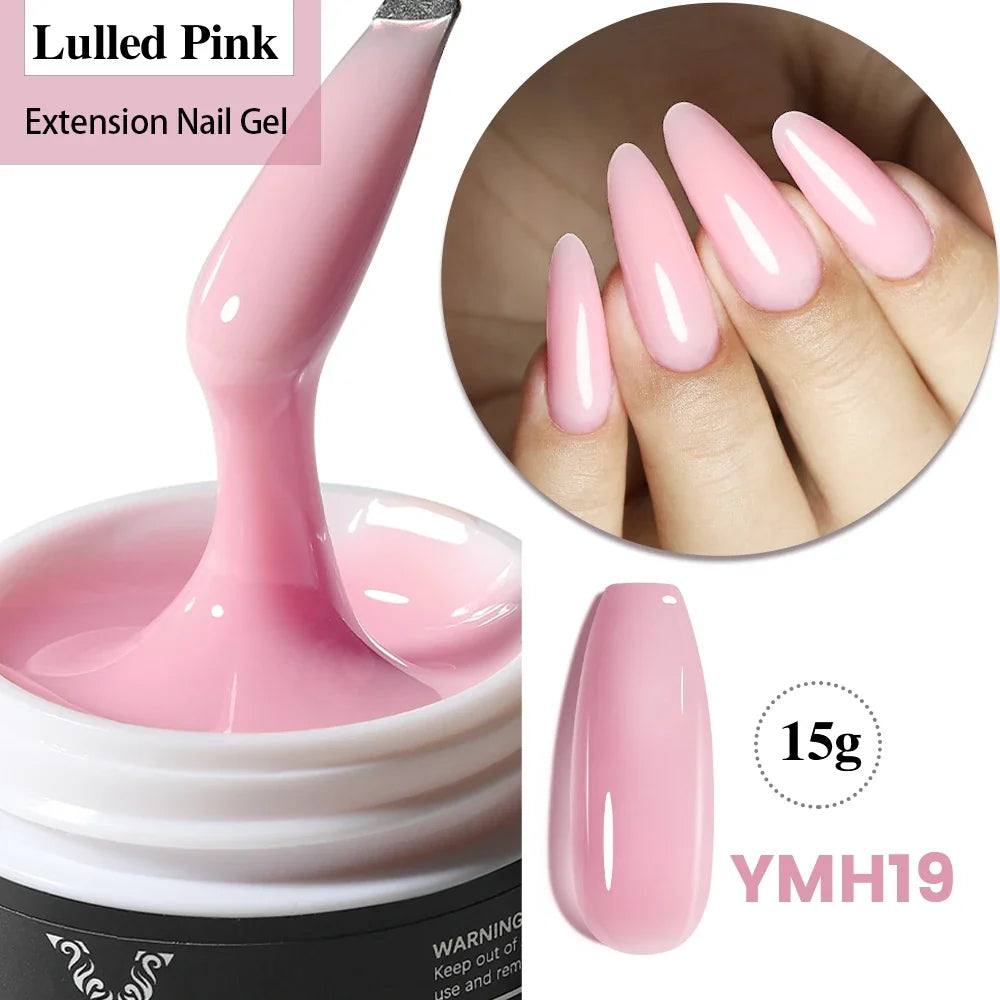 YOKEFELLOW 15g Jelly Extension Gel Nail Polish Nude Pink Clear Building Construct Extend Gel Soak Off UV LED Acrylic Gel Varnish Blushimmer