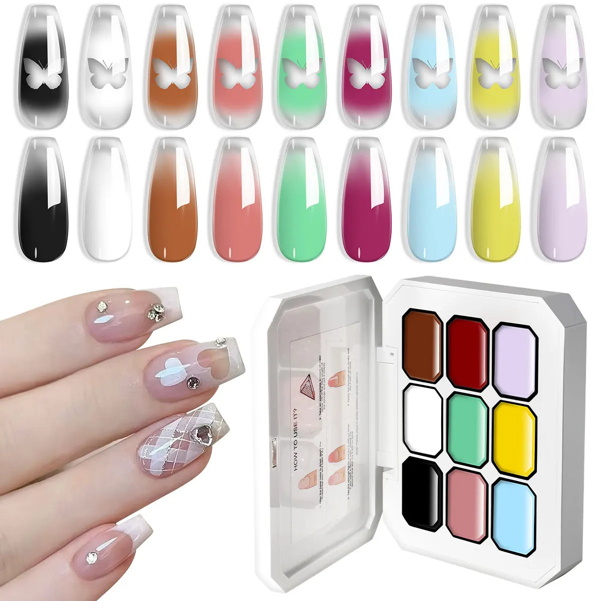LIMEGIRL 9 Color Gradient Painting Gel Nail Art Gradient Color DIY Design Gel Quick Flower Paint Engraving Gel Nail Polish Blushimmer