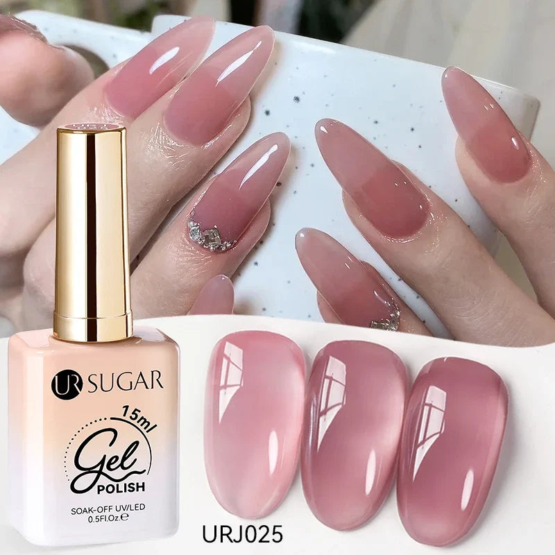 UR SUGAR 15ml Jelly Milky White Translucent Color Gel Polish Semi Permanent UV Gel Nail Art Soak Off Gel Varnish Latest Fashion Blushimmer
