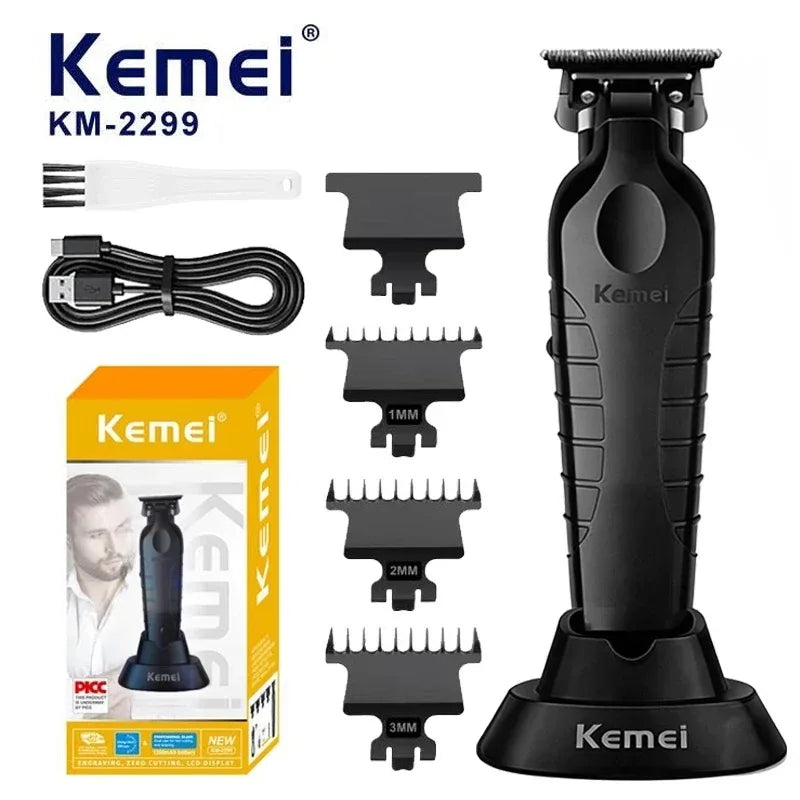 Kemei Electric Cordless Hair Trimmer KM-2299 with Base Electric Oil Head Thruster Carving Clippers Finish Hair Cutting Machine Noventix