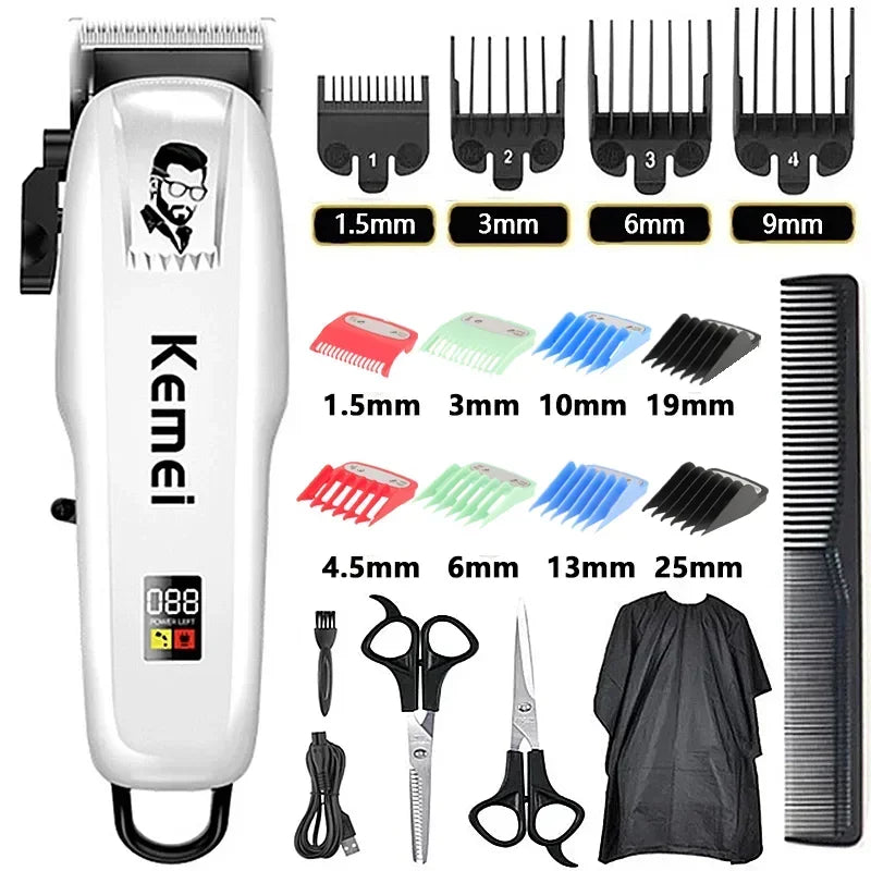 Kemei Professional Hair Clipper Rechargeable Hair Trimmer For Men Shaver Hair Cutting Machine Barber Accessories Cut Machin WTN Essentials