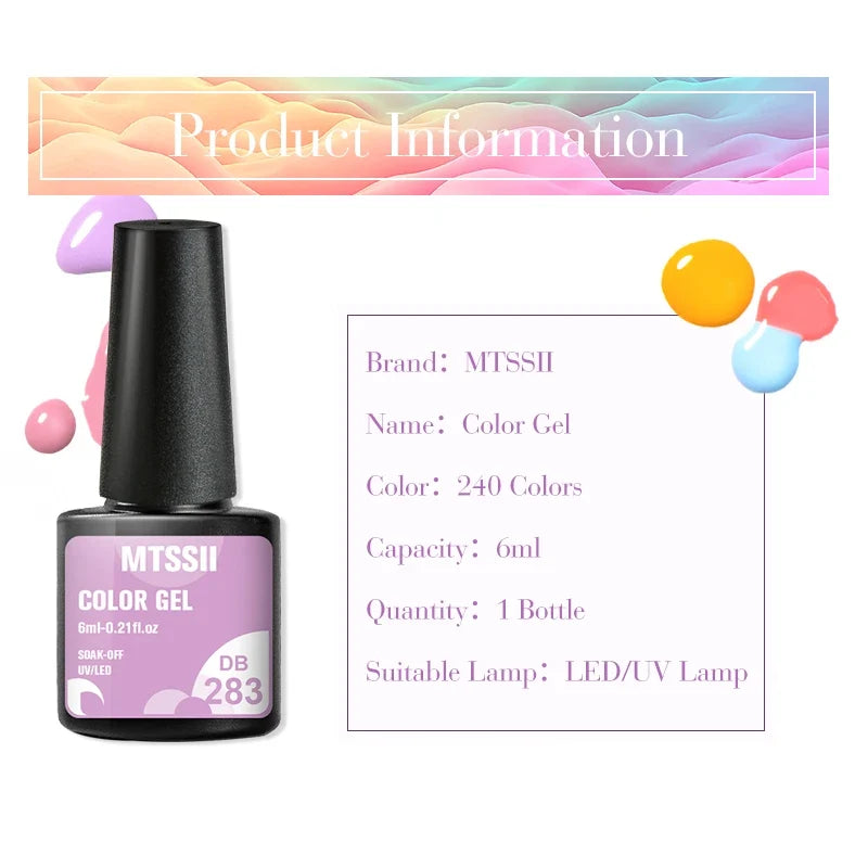 Mtssii 6PCS/Set Pink Glitter Gel Nail Polish Set Sequins Semi Permanent Base Matte Top Coat Soak Off LED UV Nail Art Gel Varnish Blushimmer
