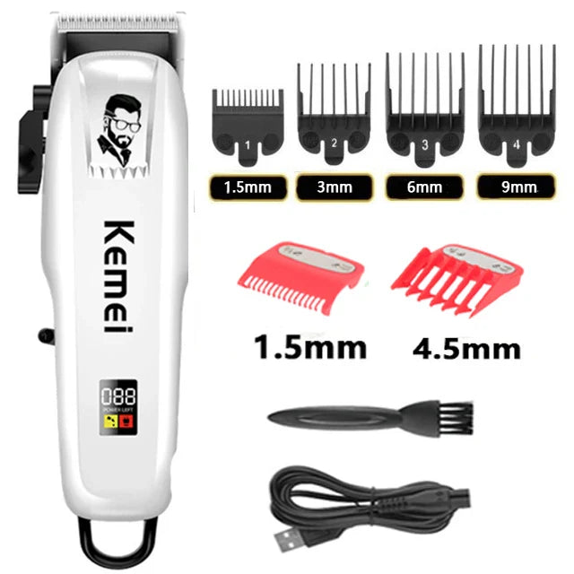 Kemei Professional Hair Clipper Rechargeable Hair Trimmer For Men Shaver Hair Cutting Machine Barber Accessories Cut Machin WTN Essentials