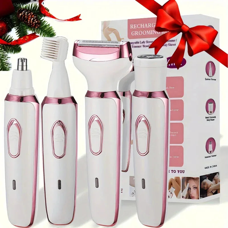 4-in-1 ladies 'multifunctional electric hair remover set Ladies bikini trimmer USB charging eyebrows nose hair face leg portable Noventix