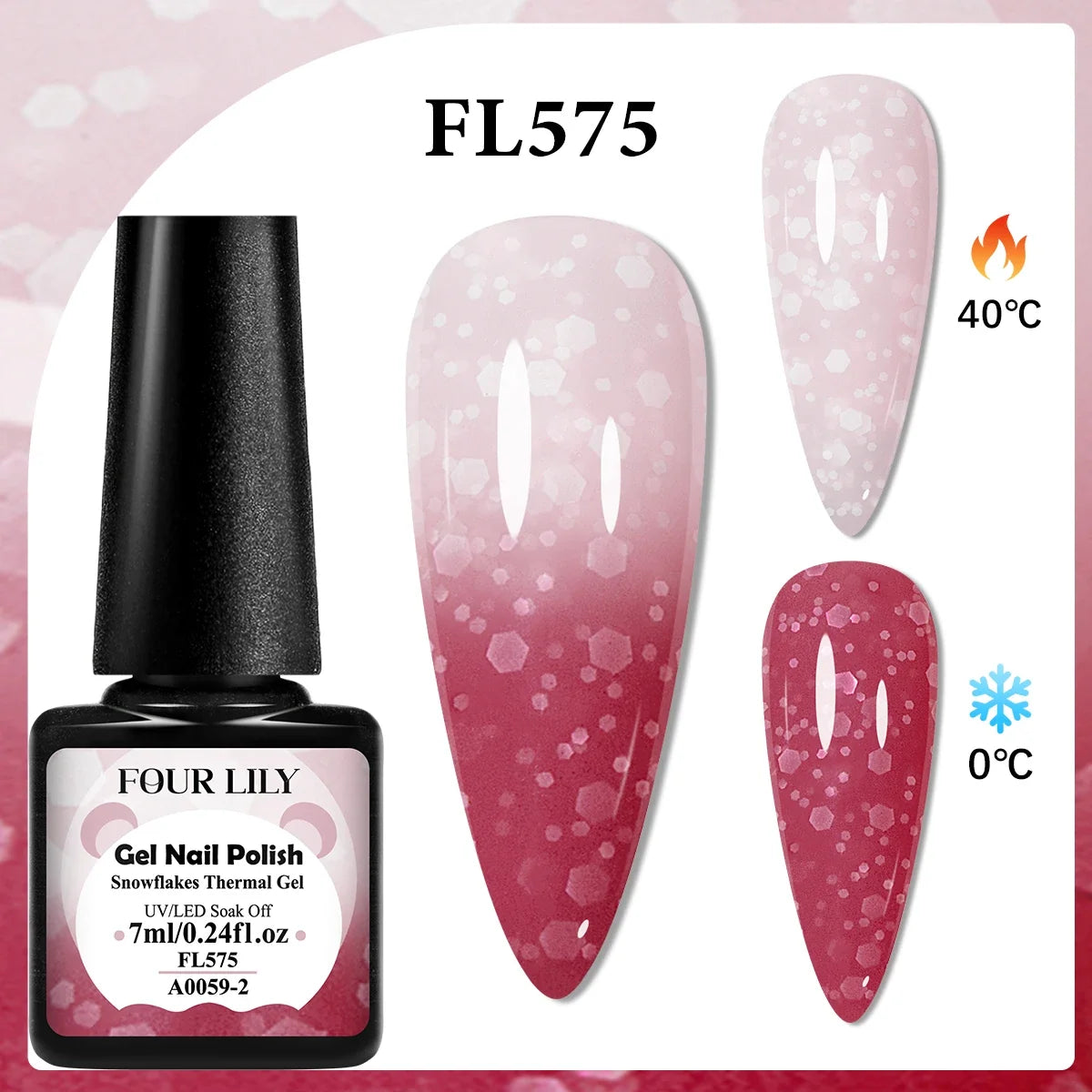 FOUR LILY 7ml Thermal Nail Gel Polish 3 Colors Changing Semi Permanent Soak Off UV/LED Nail Supplies Gel for Manicure Design Blushimmer