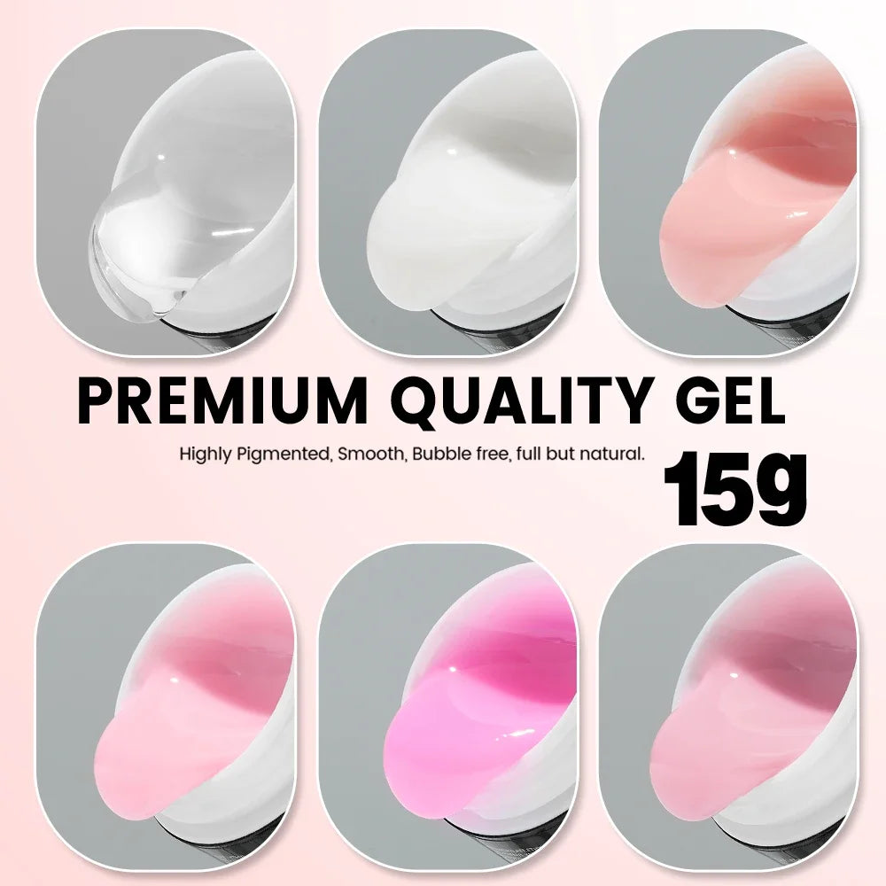 YOKEFELLOW 15g Jelly Extension Gel Nail Polish Nude Pink Clear Building Construct Extend Gel Soak Off UV LED Acrylic Gel Varnish Blushimmer