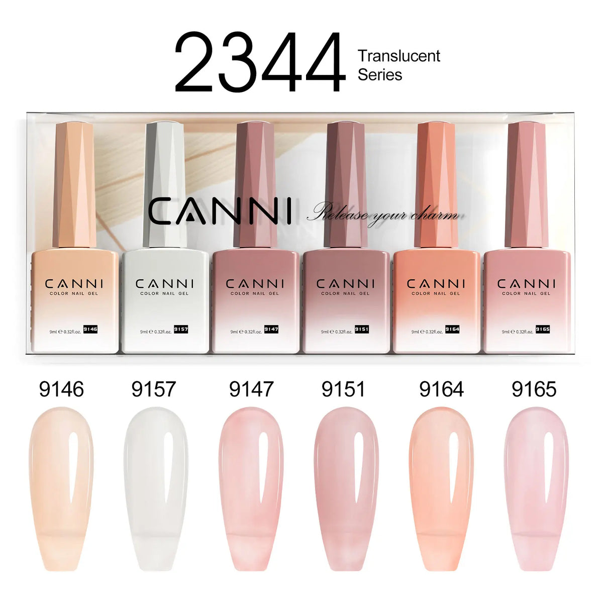 6pcs*9ml CANNI HEMA FREE Nail Gel Polish Set Gorgeous Color Semi Permanent Pigmented Painting Gel Soak off UV LED Gel Nails Kit Blushimmer