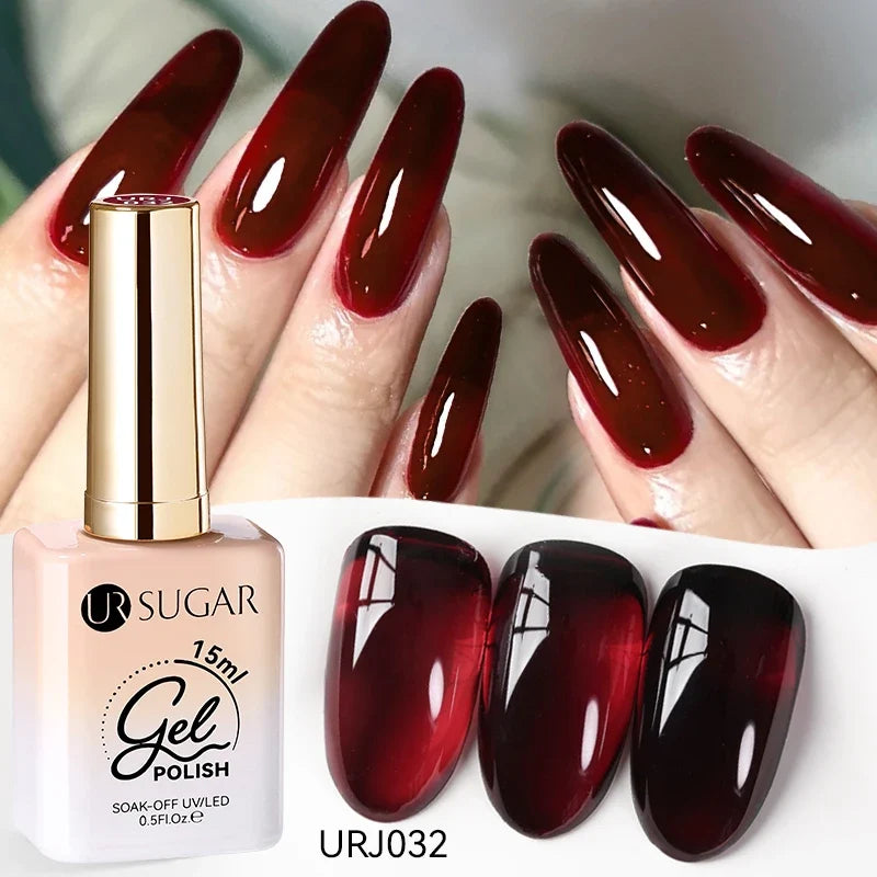 UR SUGAR 15ml Jelly Milky White Translucent Color Gel Polish Semi Permanent UV Gel Nail Art Soak Off Gel Varnish Latest Fashion Blushimmer