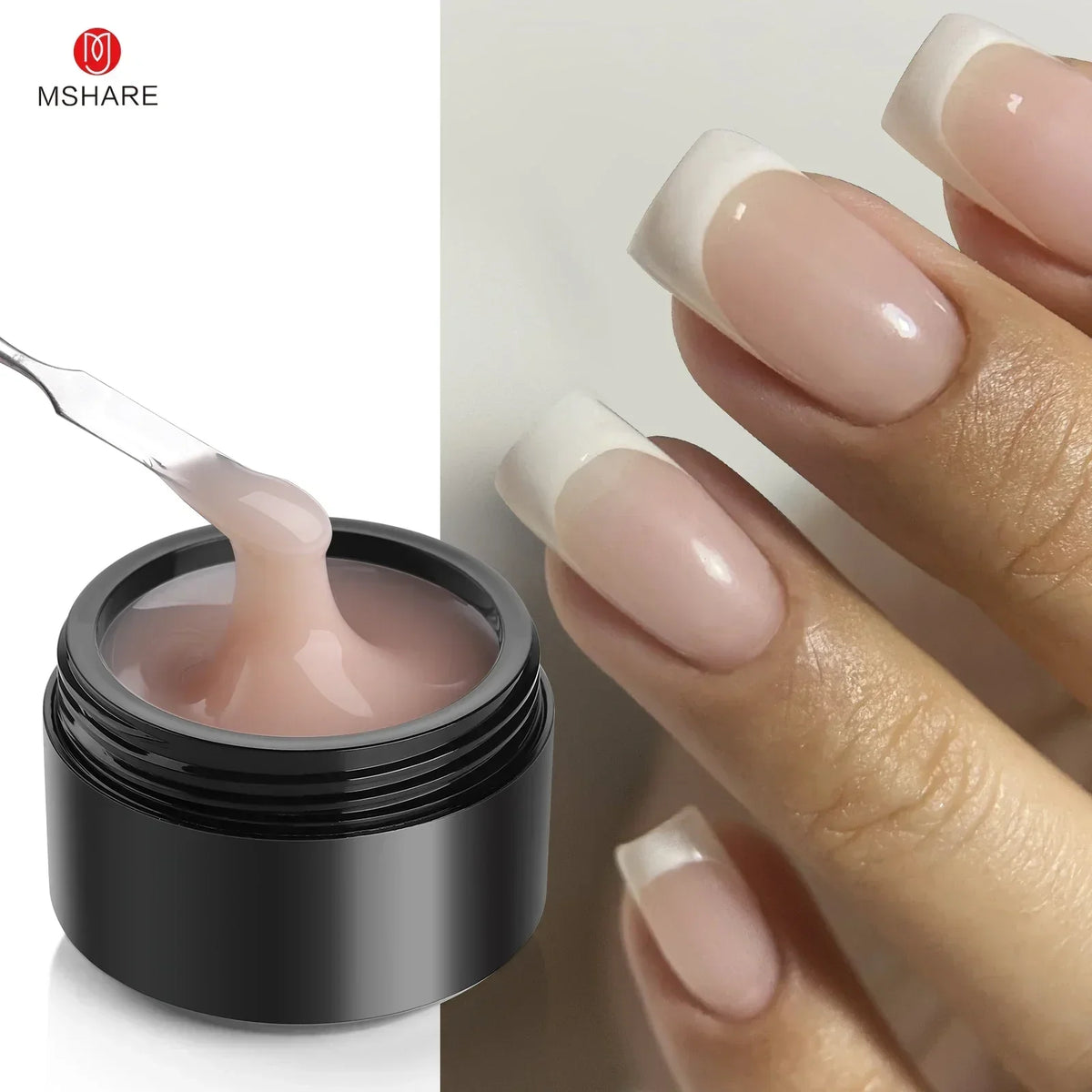 MSHARE 50ml Natural Nails Gel Builder Nalil Tpo Free Self Leveling Gel for Nail Extension Construction Pink Shade UV Led Gel Blushimmer