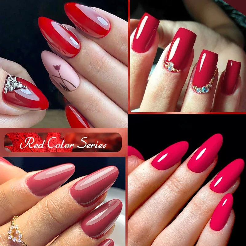 7ml Burgundy Crimson Nail Gel Polish, High Pigment, Non Streak, Long Lasting, UV LED Soak Off Nail Art Gel for Home Salon DIY Blushimmer