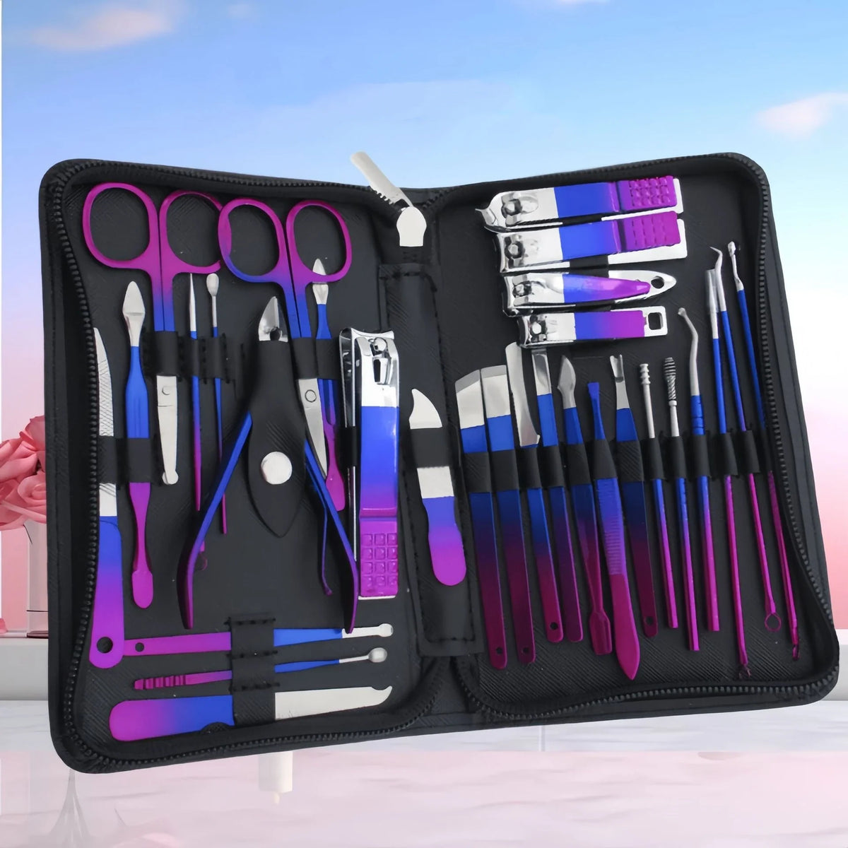 9-18pcs Set Professional Stainless Steel Manicure & Pedicure Kit Precision Nail Care with Travel Case with Nail Clipper Scissor Blushimmer