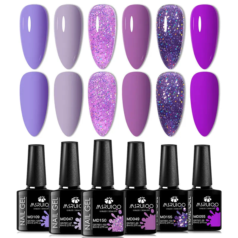 6pc Nail Gel Polish Set All-Season Ultra Pigmented Semi Permanent UV Painting Gel For Nails Salon DIY Manicure Varnish Design Blushimmer