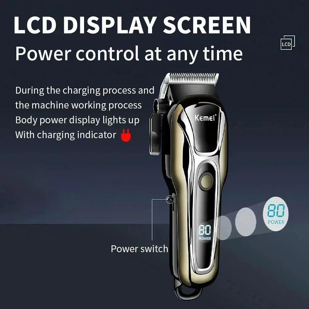 Kemei PG1990A Rechargeable Hair Clipper or Limit Combs Professional Cordless Men Hair Trimmer Men's Hair Cutting Machine Barber Noventix