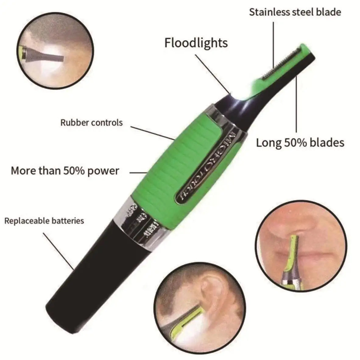 Electric Ear Nose Hair Trimmer Razor Brow Shaping Portable Shaving with Duals Cutter Head Washable Face Care Hair Trimmer Tools Noventix