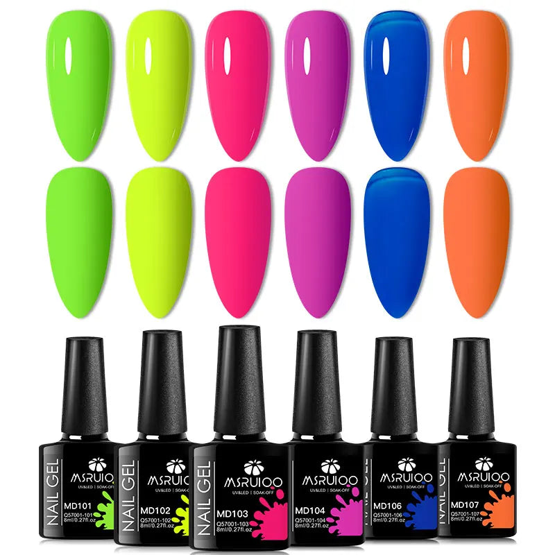 6pc Nail Gel Polish Set All-Season Ultra Pigmented Semi Permanent UV Painting Gel For Nails Salon DIY Manicure Varnish Design Blushimmer