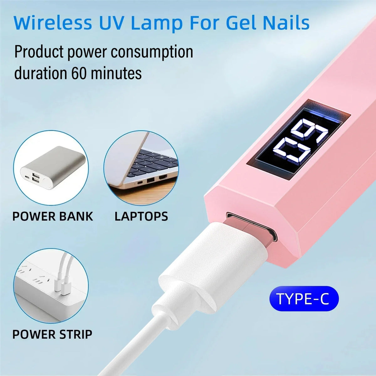 Convenient Handheld Nail Dryer Lamp UV/LED Nail Curing All Gel Polish Nail Art Tool Rechargeabl Nail Lamp Blushimmer