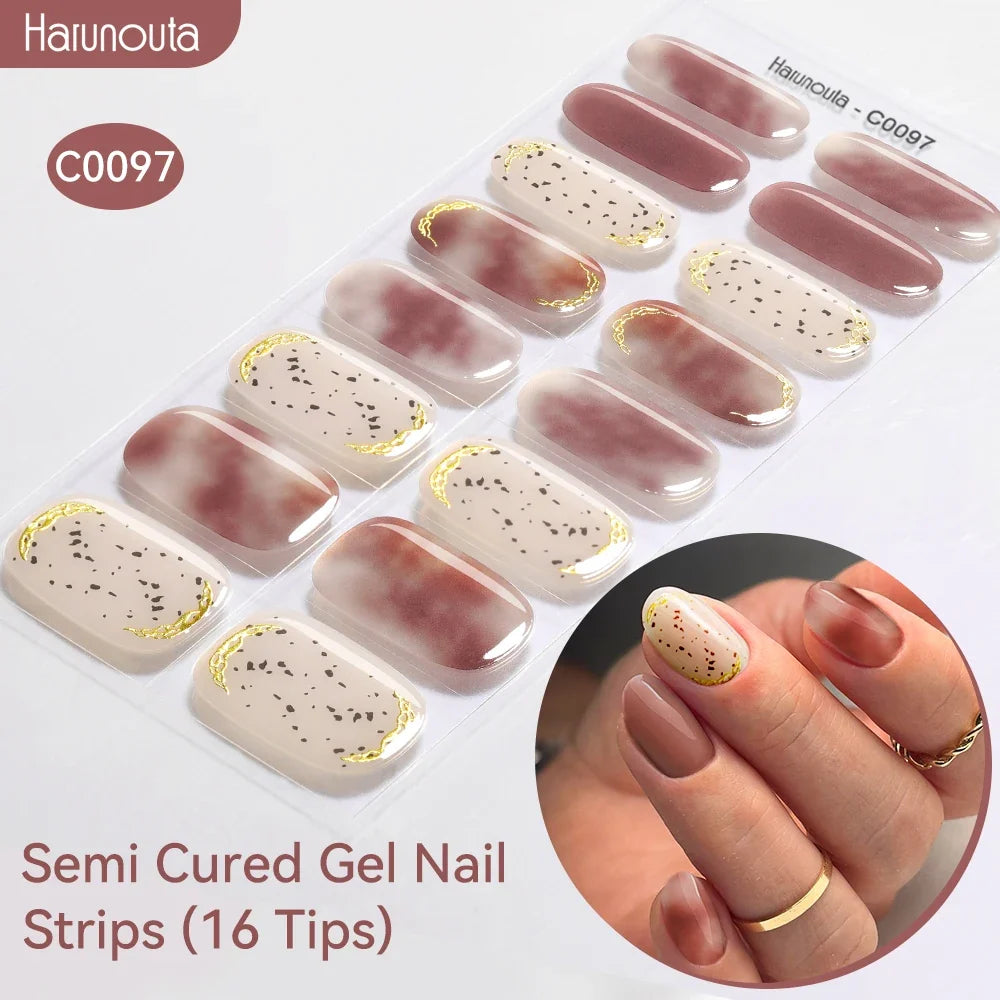 Gradient Auroras Semi Cured Gel Nail Strips Sparkly Shinning DIY Gel Polish Stickers for Nails Works with UV/LED Nail Lamps Blushimmer