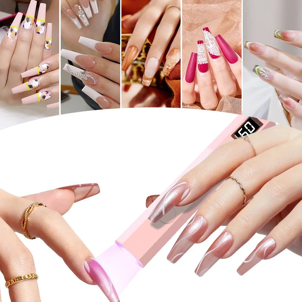Convenient Handheld Nail Dryer Lamp UV/LED Nail Curing All Gel Polish Nail Art Tool Rechargeabl Nail Lamp Blushimmer