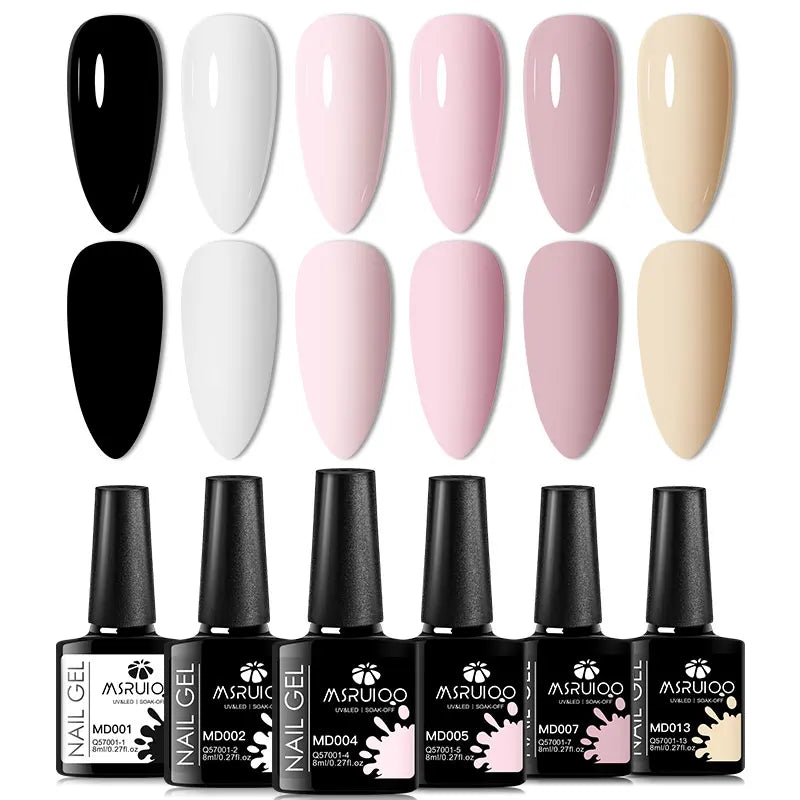6pc Nail Gel Polish Set All-Season Ultra Pigmented Semi Permanent UV Painting Gel For Nails Salon DIY Manicure Varnish Design Blushimmer