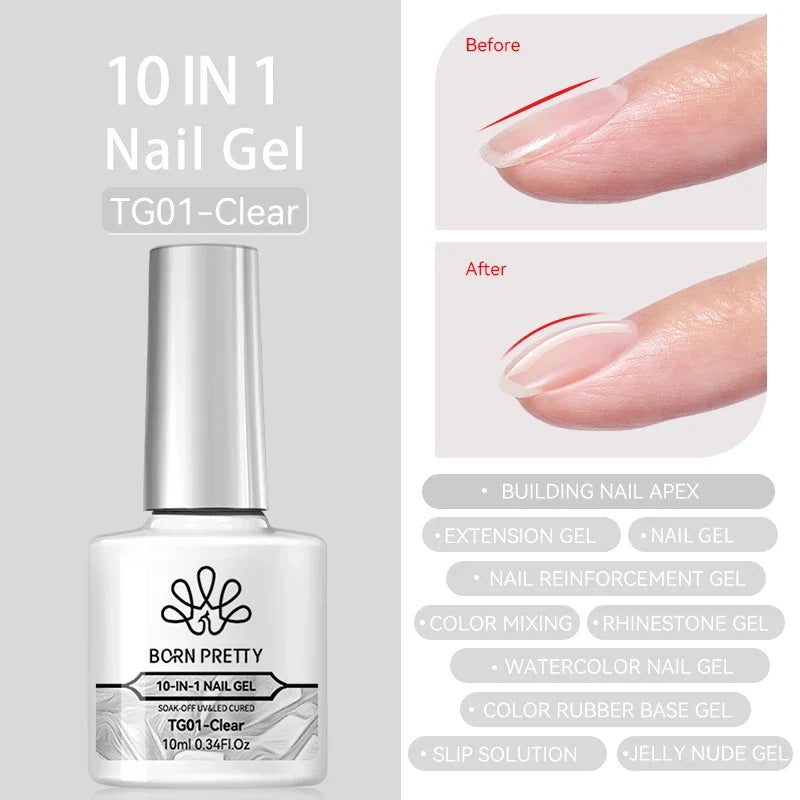 BORN PRETTY Jelly Nude Gel Nail Polish 10ml Light Pink Peach Translucent Color UV Light Cure Gel Varnish Nail Art DIY at Home Blushimmer