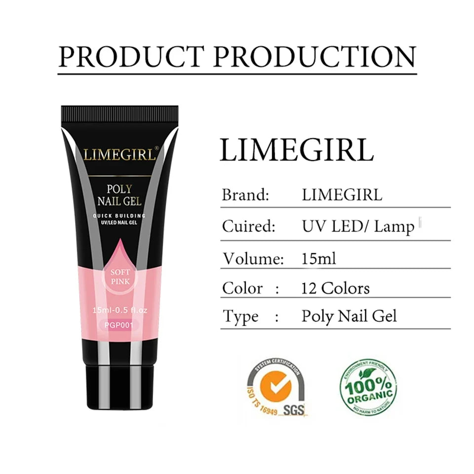 Poly Extension Gel Nail Set 8PCS 15ML Fast Builder Extension Gel Varnish for Manicure Salon 3D Art DIY Nail Extension Thickening Blushimmer