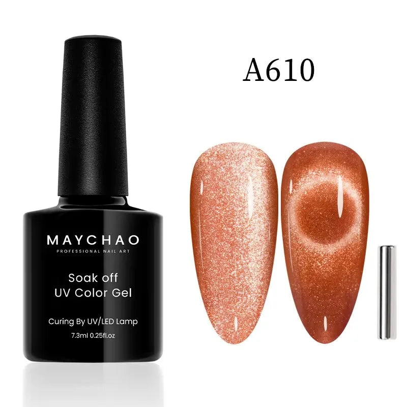 MAYCHAORomantic Galaxy Cat Eye Gel Nail Polish With Magnet Soak off UV Holographic Magnetic Rainbow Gel Polish for Nail Manicure Blushimmer