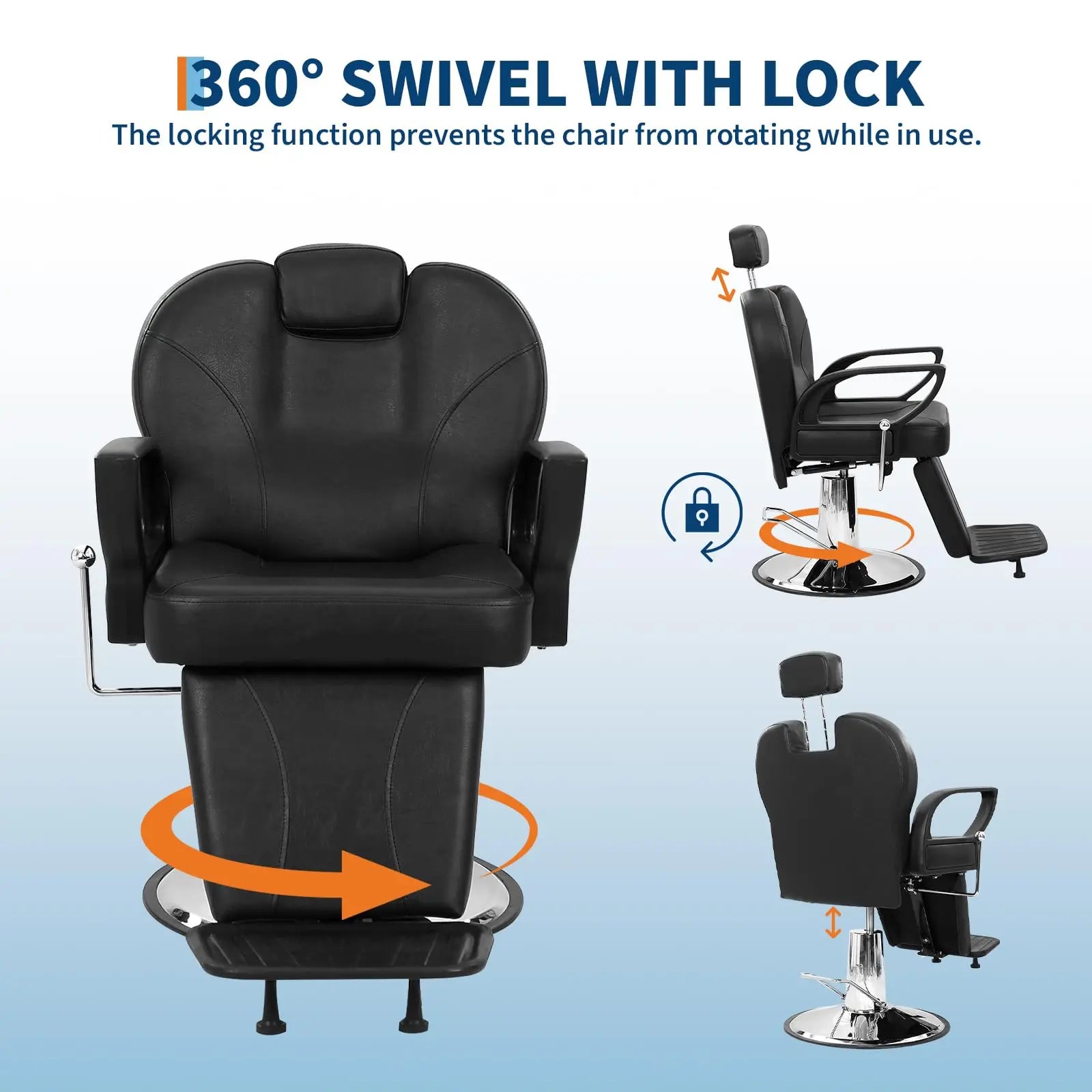 Premium Hydraulic Barber Chair 360° Swivel Reclining Salon Chair With Headrest & Footrest, 330 Lbs Max Load Vivalo