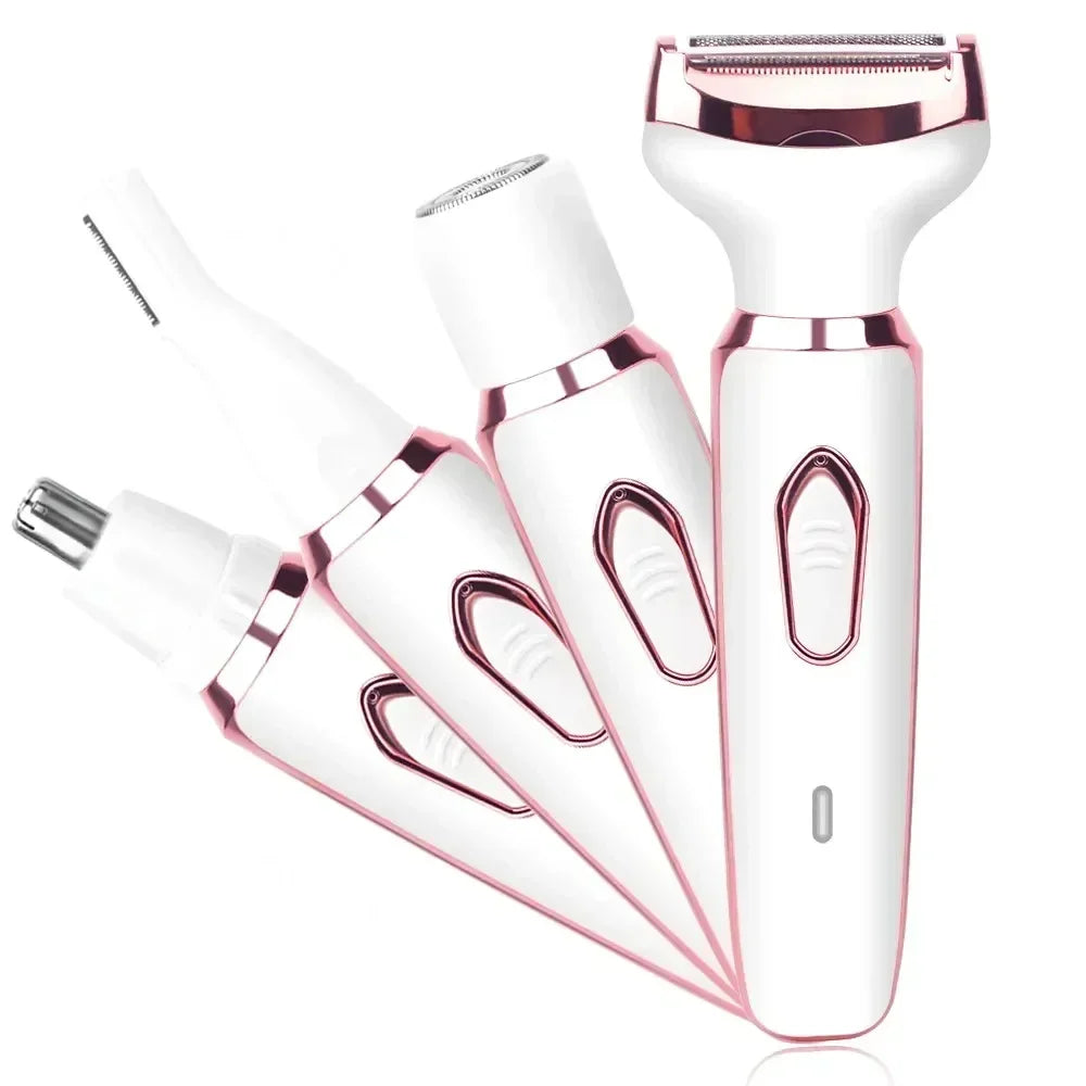 4 in 1 Electric Epilator Bikini Eyebrow Nose Women Lady Facial Hair Removal Trimmer Face Body Painless Female Shaver Depilator Noventix