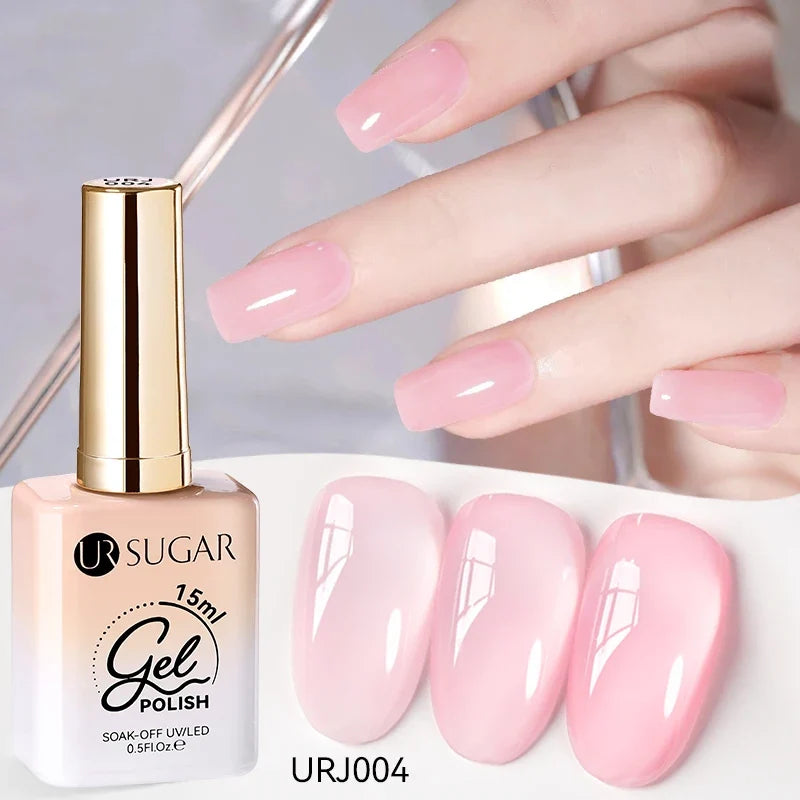 UR SUGAR 15ml Jelly Milky White Translucent Color Gel Polish Semi Permanent UV Gel Nail Art Soak Off Gel Varnish Latest Fashion Blushimmer