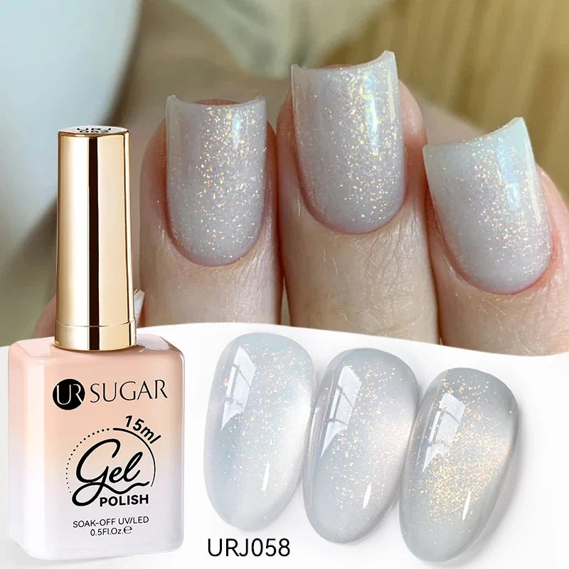 UR SUGAR 15ml Jelly Milky White Translucent Color Gel Polish Semi Permanent UV Gel Nail Art Soak Off Gel Varnish Latest Fashion Blushimmer