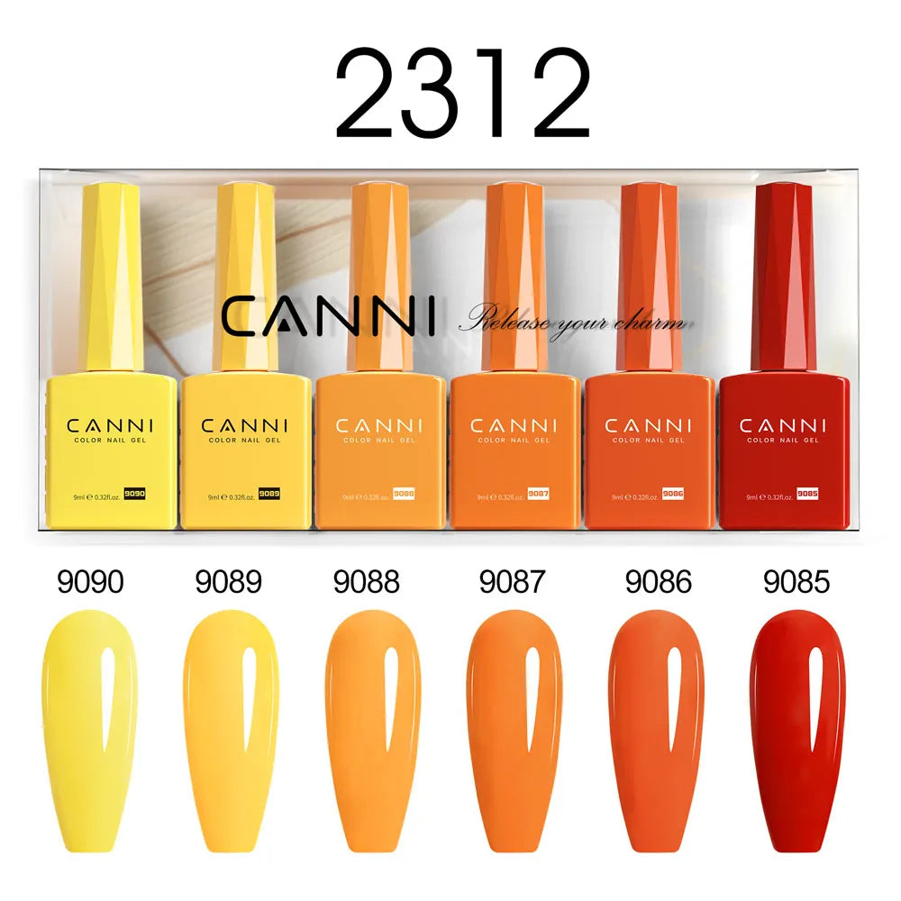 6pcs*9ml CANNI HEMA FREE Nail Gel Polish Set Gorgeous Color Semi Permanent Pigmented Painting Gel Soak off UV LED Gel Nails Kit Blushimmer