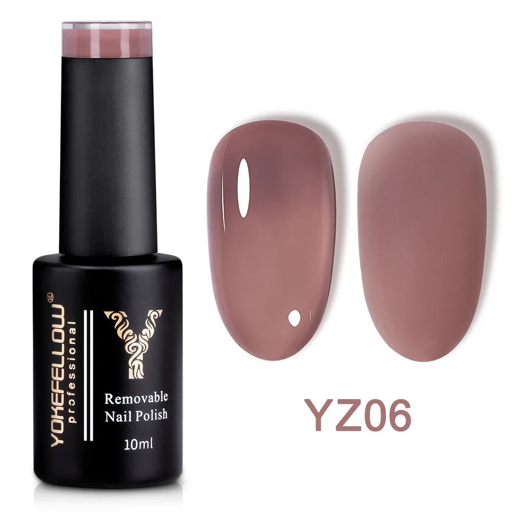 YOKEFELLOW 10ml Jelly Nude Gel Nail Polish High Quality Translucent Pink Nail Gel Varnish Soak Off UV Gel Polish Long Lasting Blushimmer