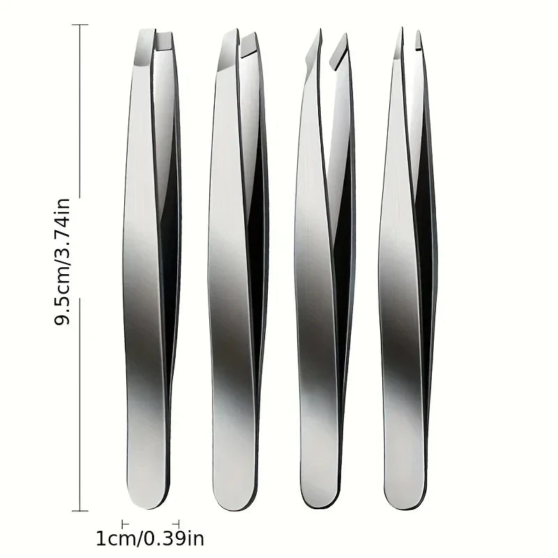 4pcs Set Professional Tweezers Set Perfect For Eyebrow Hair Removal Splinter Very Effortless and Relaxed to Remove WTN Essentials