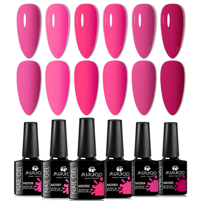 6pc Nail Gel Polish Set All-Season Ultra Pigmented Semi Permanent UV Painting Gel For Nails Salon DIY Manicure Varnish Design Blushimmer