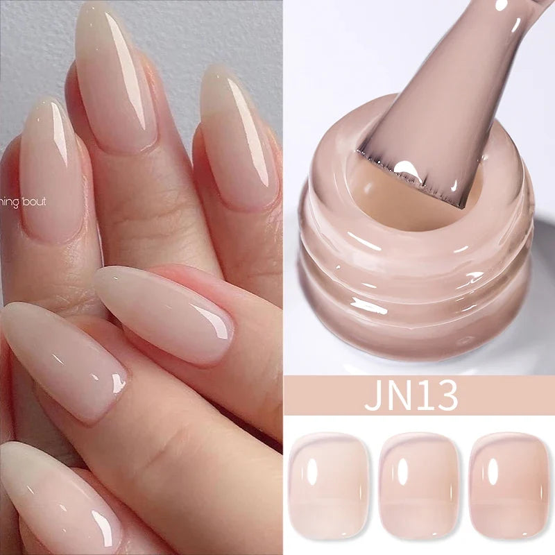 BORN PRETTY Jelly Nude Gel Nail Polish 10ml Light Pink Peach Translucent Color UV Light Cure Gel Varnish Nail Art DIY at Home Blushimmer