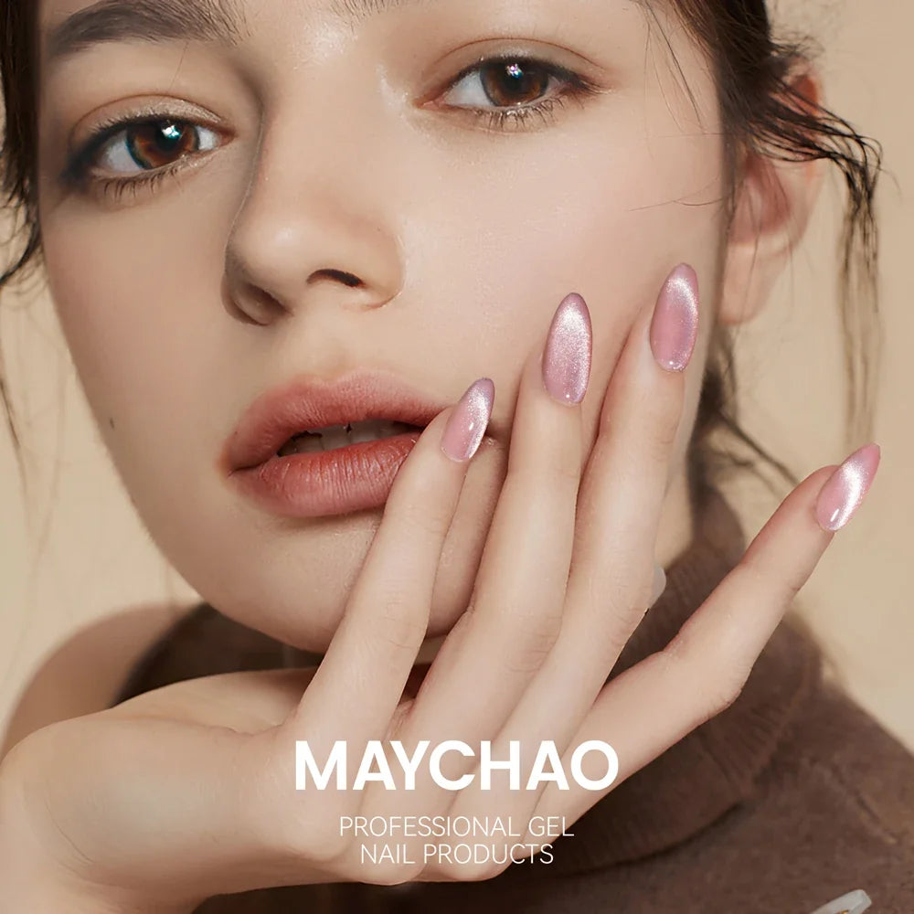 MAYCHAORomantic Galaxy Cat Eye Gel Nail Polish With Magnet Soak off UV Holographic Magnetic Rainbow Gel Polish for Nail Manicure Blushimmer