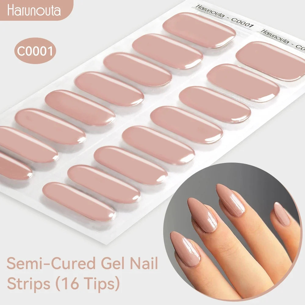 Gradient Auroras Semi Cured Gel Nail Strips Sparkly Shinning DIY Gel Polish Stickers for Nails Works with UV/LED Nail Lamps Blushimmer